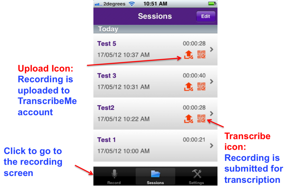 TranscribeMe iPhone app