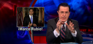 The Colbert Report- Feb. 13, 2013- joking about Marco Rubio's speech transcript